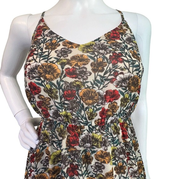En Creme Boho Multicolor Floral Print Strappy Cutout Lined Dress‎ Size Small - Picture 3 of 7